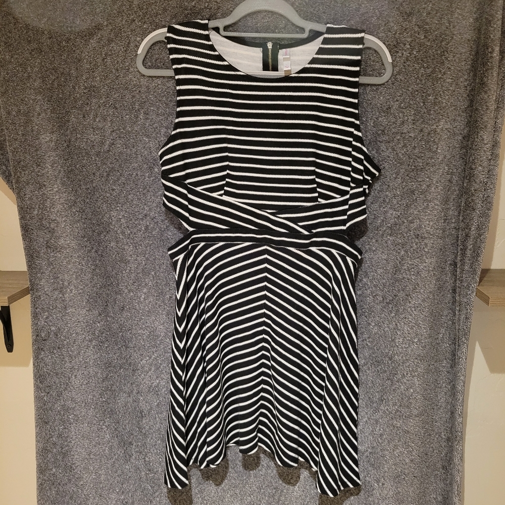 Xhilaration Black and White Stipped Dress